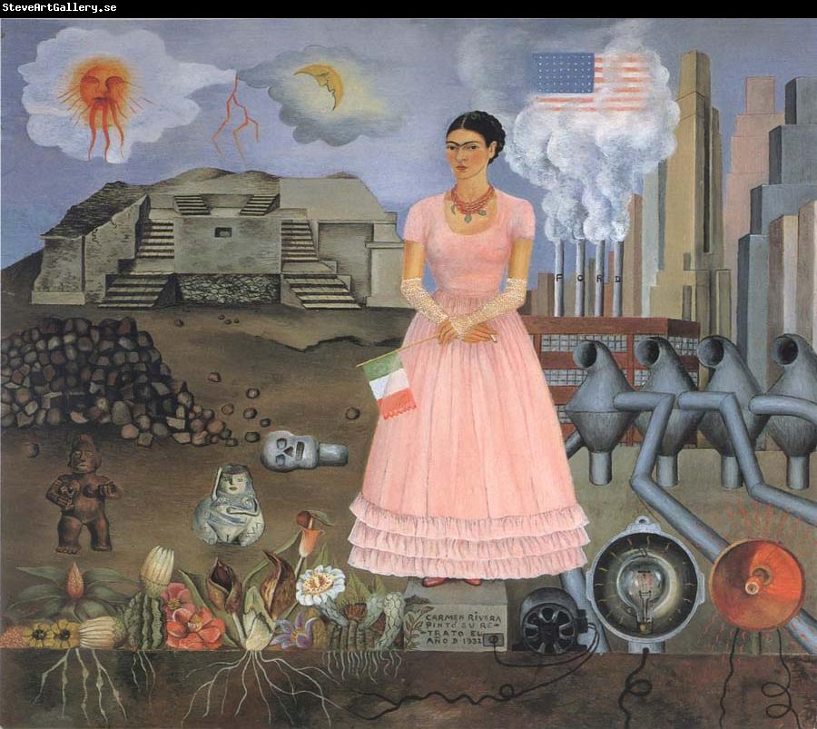 Frida Kahlo Self-Portrait on the Borderline Between Mexico and the United States